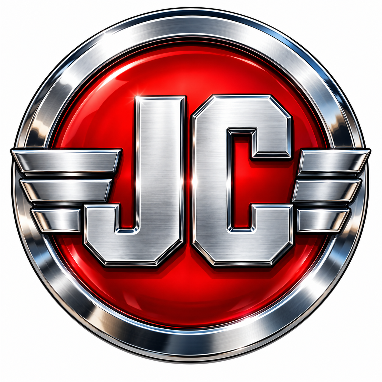 Red and chrome winged JC medallion